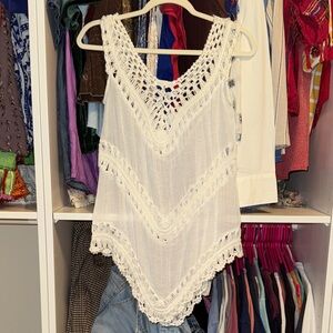 White Crochet Women's Top